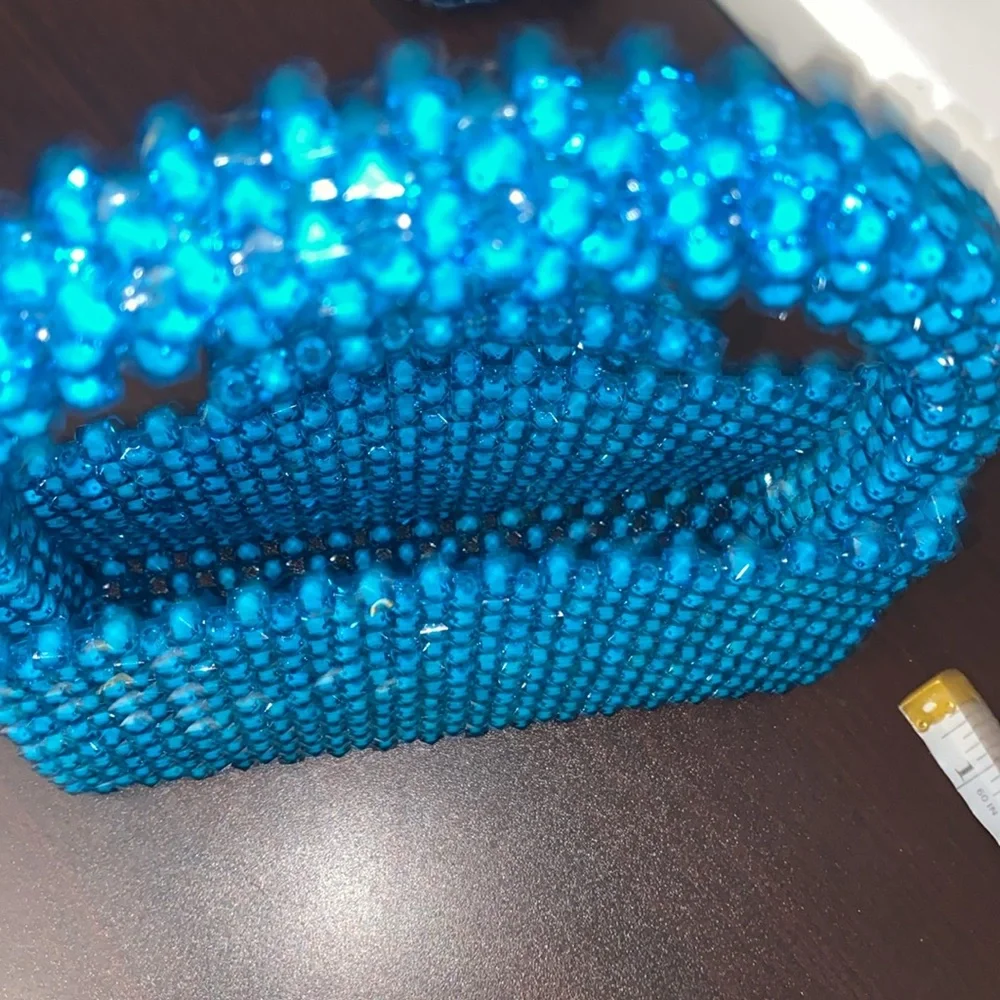Women's Clutch Elegant Blue Beaded Handbag sparkly beaded Blue Purse